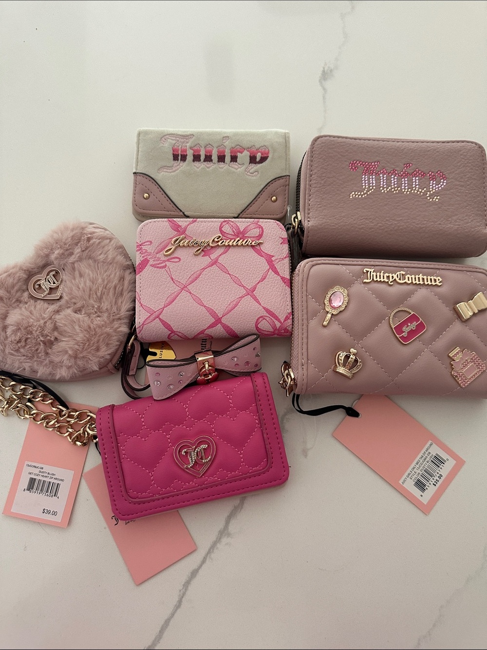 Juicy Couture Assorted Pink Wallet & Pouch bundle new with tags
